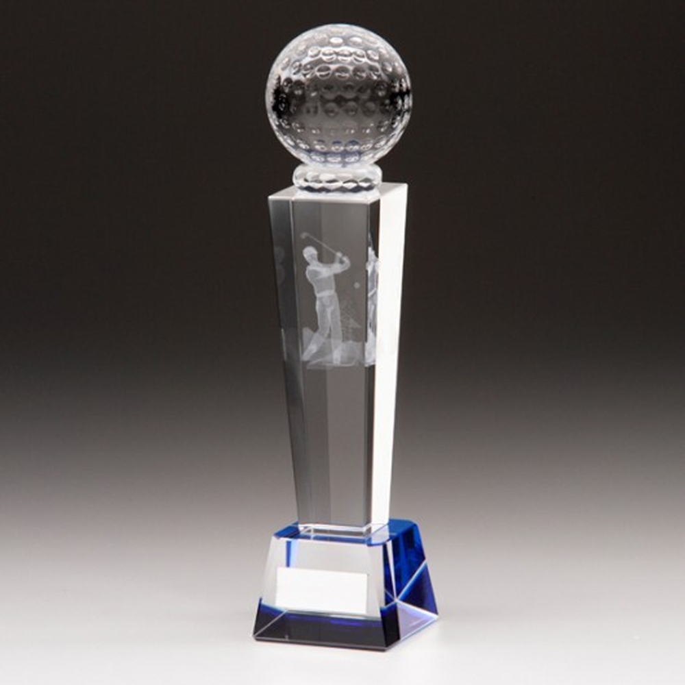 Crystal Golf Trophy With Golf Ball - 180mm - JS International